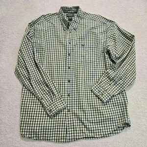 Eddie Bauer Long Sleeve Flannel Button-down Shirt Green Checked Men's XLT